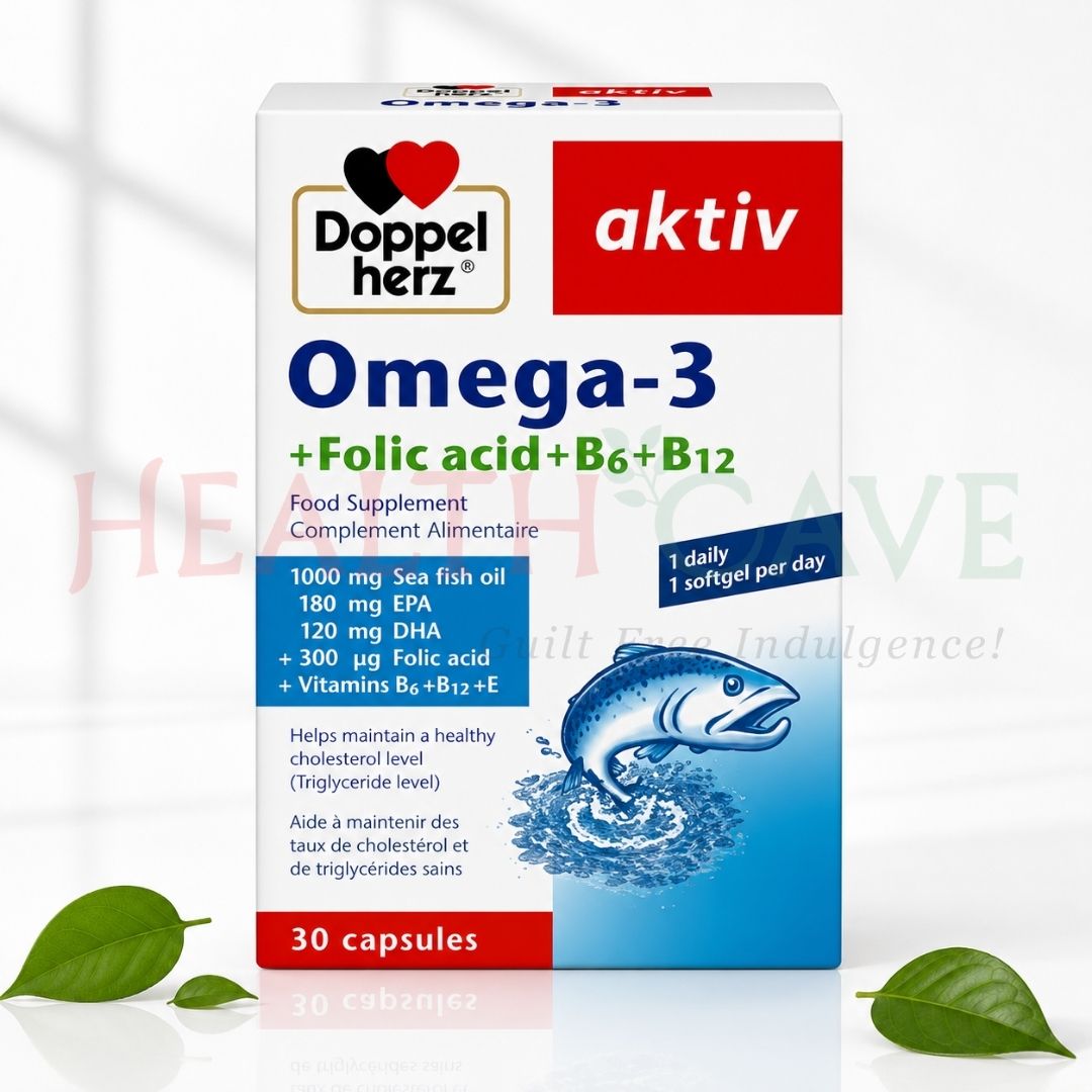 Doppelherz Aktiv Omega-3 + Folic Acid + Vitamins B6 & B12 30 Capsules 3 Doppelherz Aktiv Omega-3 + Folic Acid + Vitamins B6 & B12 30 Capsules